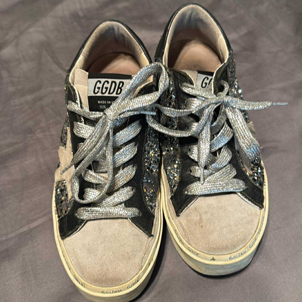 Golden Goose Black and Silver Sneakers